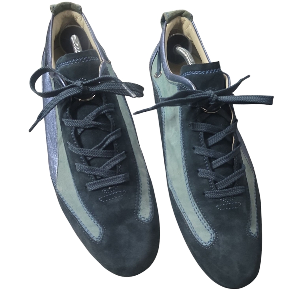 Tod's Navy and Light Blue Suede Lace-Up Sneakers